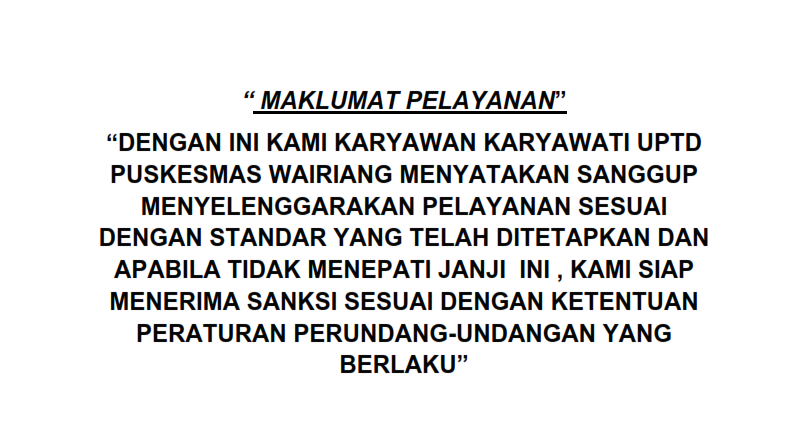 Maklumat Pelayanan Puskesmas Wairiang